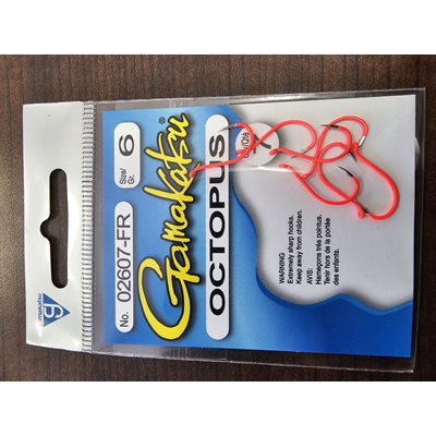 Octopus Hook Fsnt Red #6 7PK