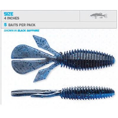 PALMETTO BUGZ 4" BLACK BLUE FLAKE 5 PACK