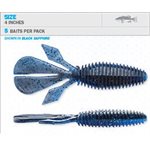 PALMETTO BUGZ 4" BLACK BLUE FLAKE 5 PACK