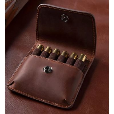 DEL NORTE CARTRIDGE HOLDER BELT LOOP FULL GRAIN LEATHER BROW