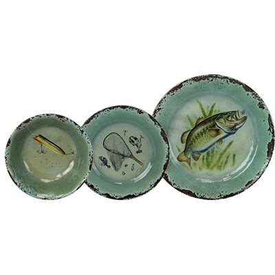 Dinnerware Set 12-Pc Melamine - Fish